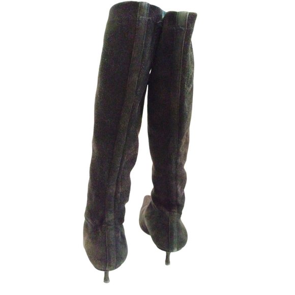 [SOLD] Jimmy Choo London Womens Black Suede Knee Point Toe Boots EU 37 Witchcore - Picture 6 of 12